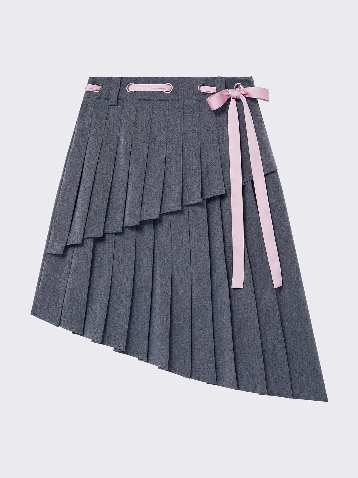 Pleated Asymmetrical Grey Skirt - Bella