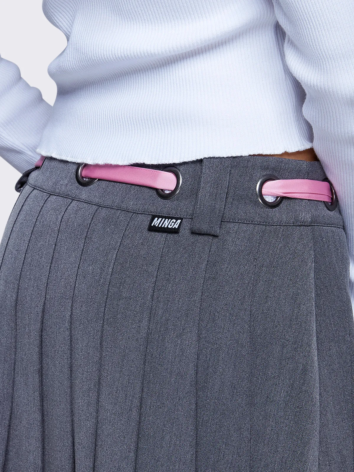 Pleated Asymmetrical Grey Skirt - Bella