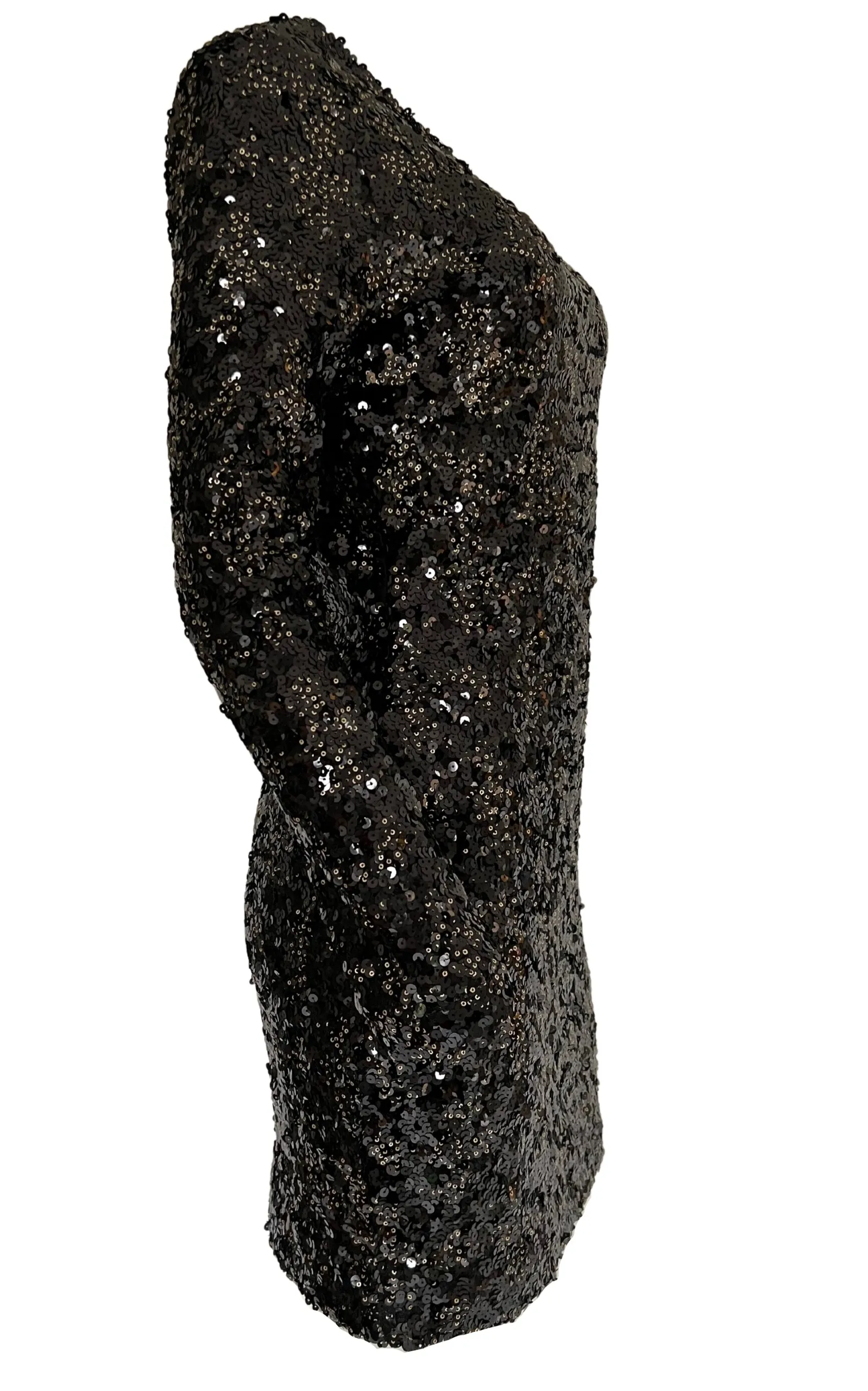 Black Sequence Mini Dress with Open Back