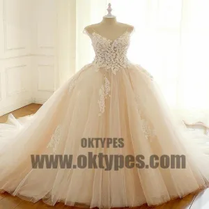 Cap Sleeve Lace Long Custom Cheap Custom Wedding Dresses, Wedding Dresses, TYP0602