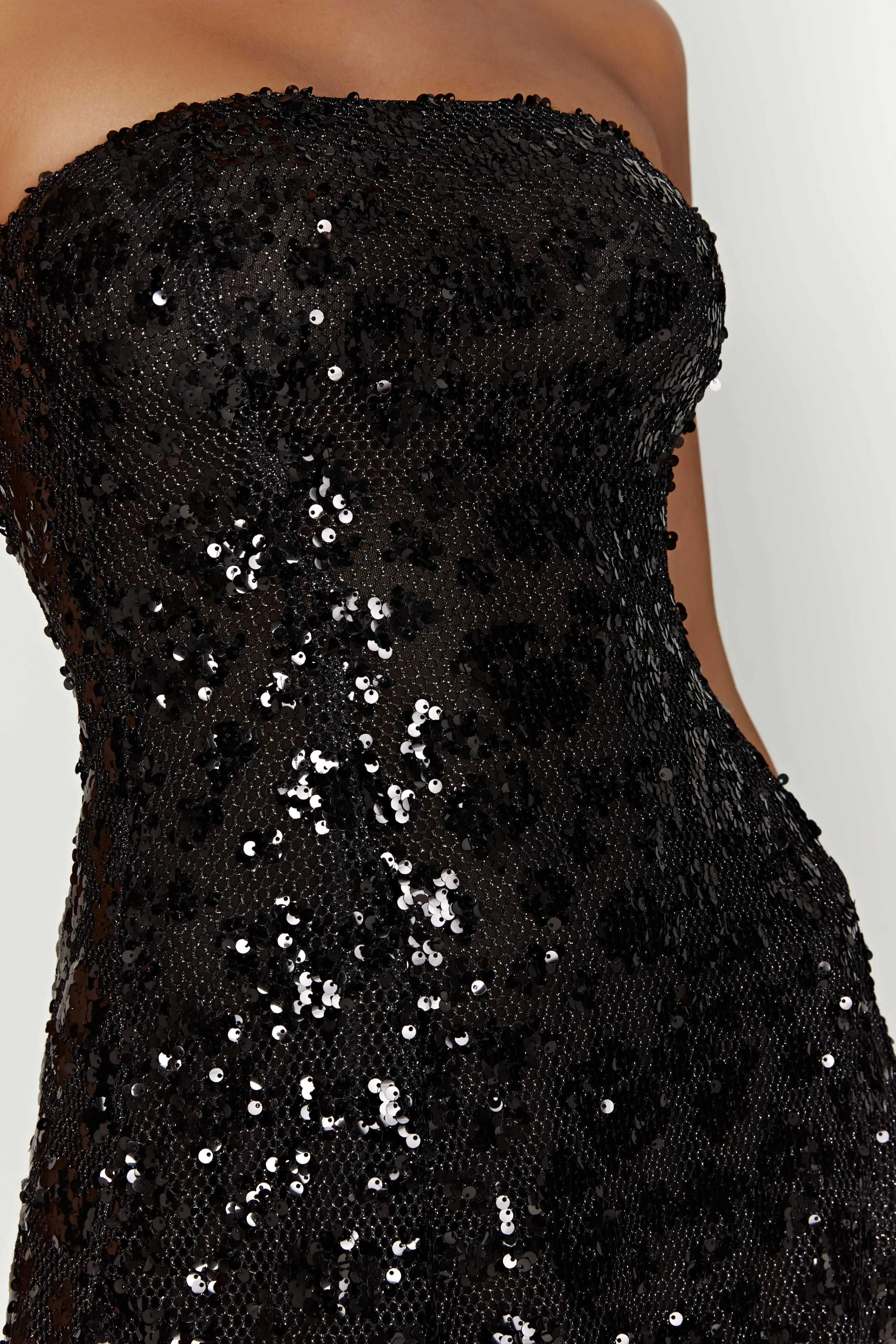 Everleigh Black Strapless Sequin Mini Dress