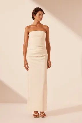Strapless Draped Lani Maxi Dress in Ivory