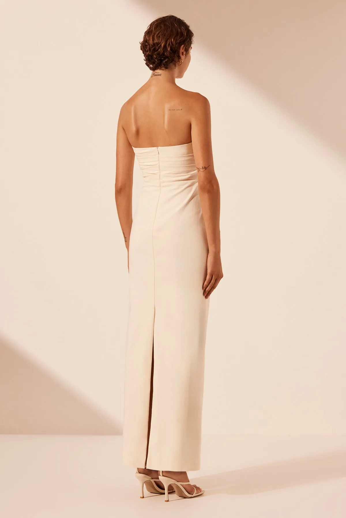 Strapless Draped Lani Maxi Dress in Ivory