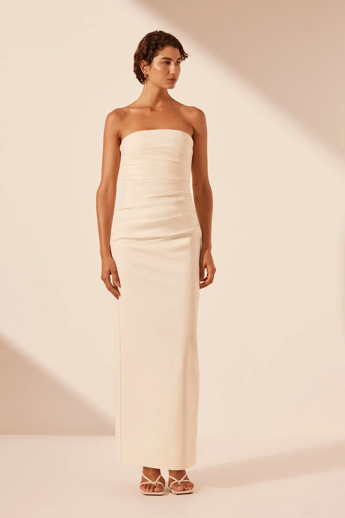 Strapless Draped Lani Maxi Dress in Ivory