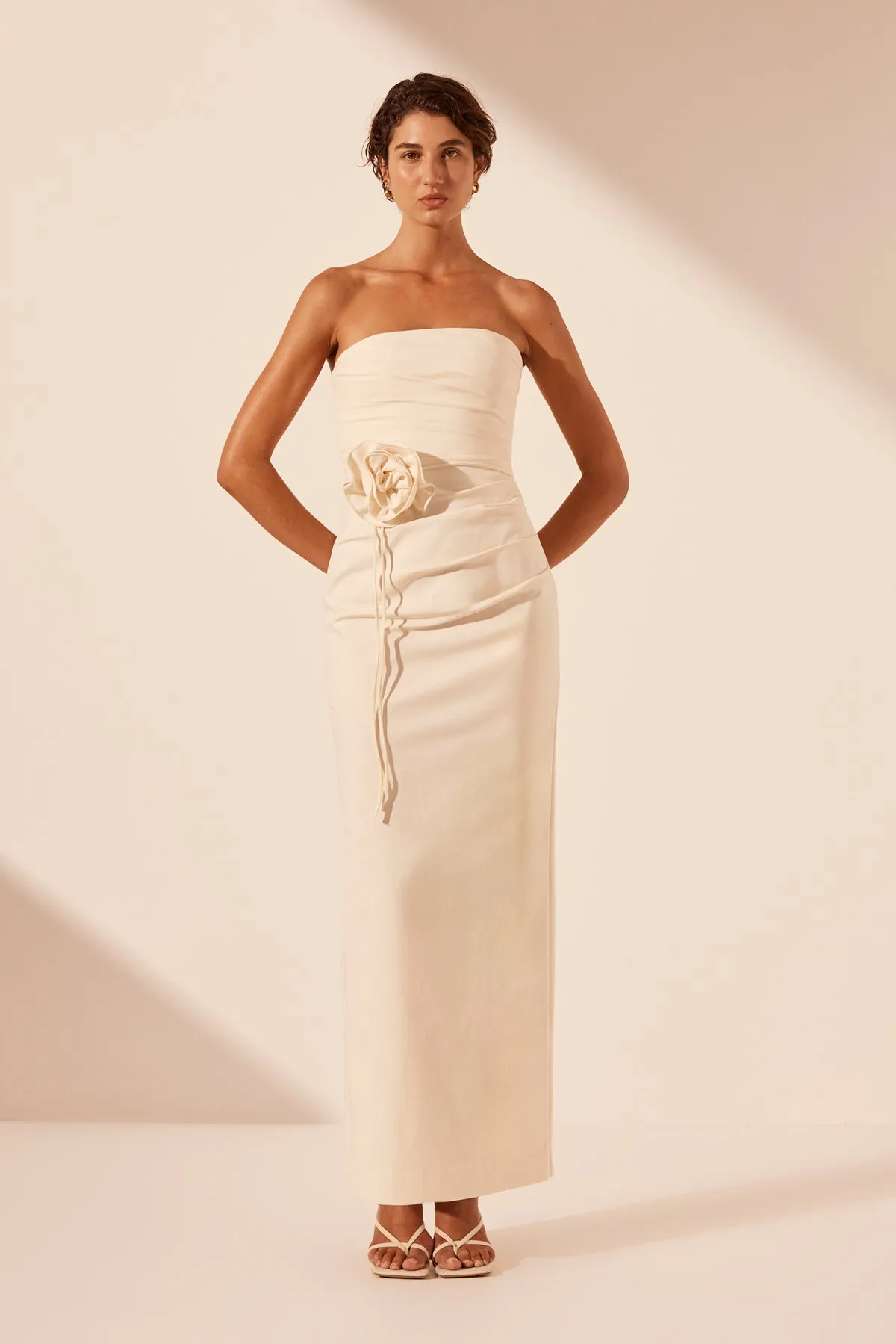 Strapless Draped Lani Maxi Dress in Ivory