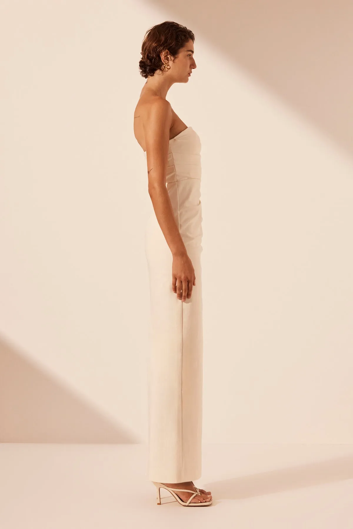 Strapless Draped Lani Maxi Dress in Ivory